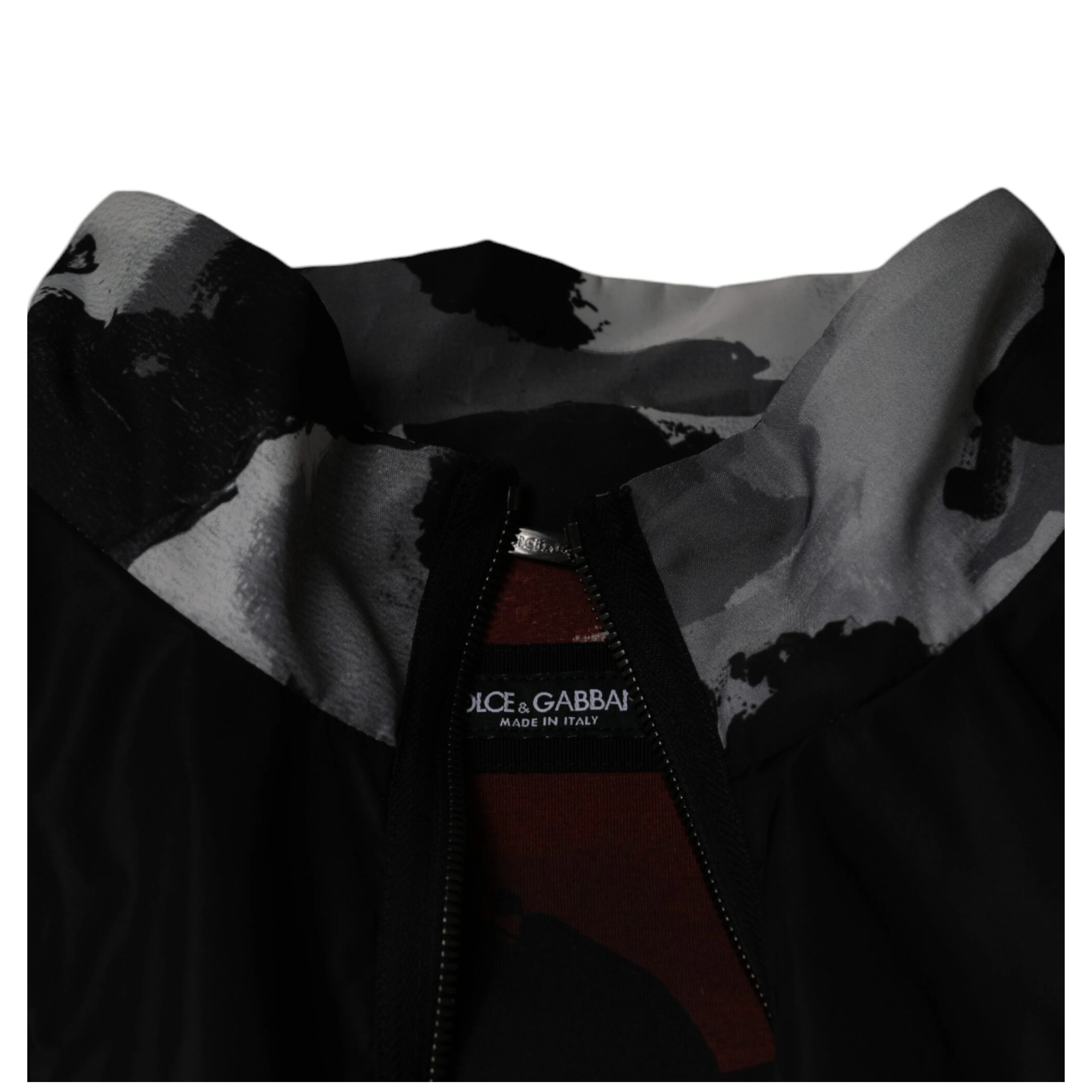 Black Nylon Full Zip Men Bomber Jacket