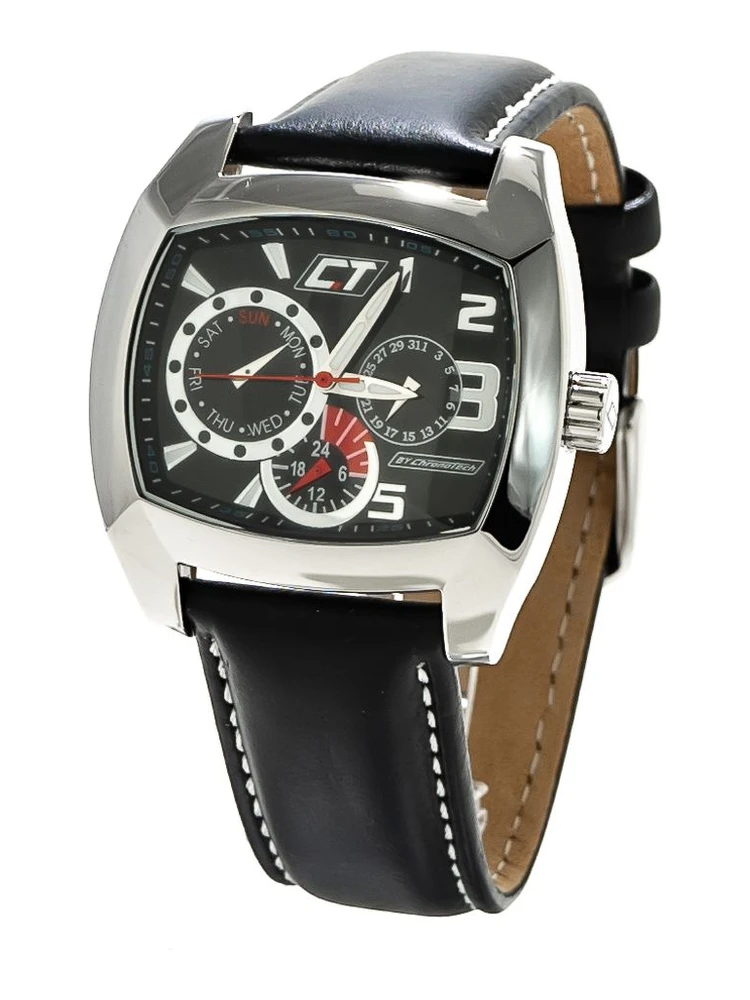 ساعة يد رسمية من الجلد الأسود