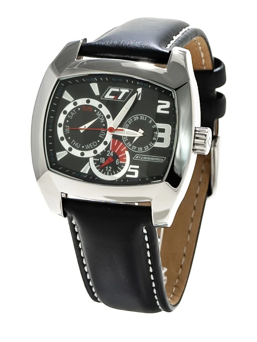 ساعة يد رسمية من الجلد الأسود