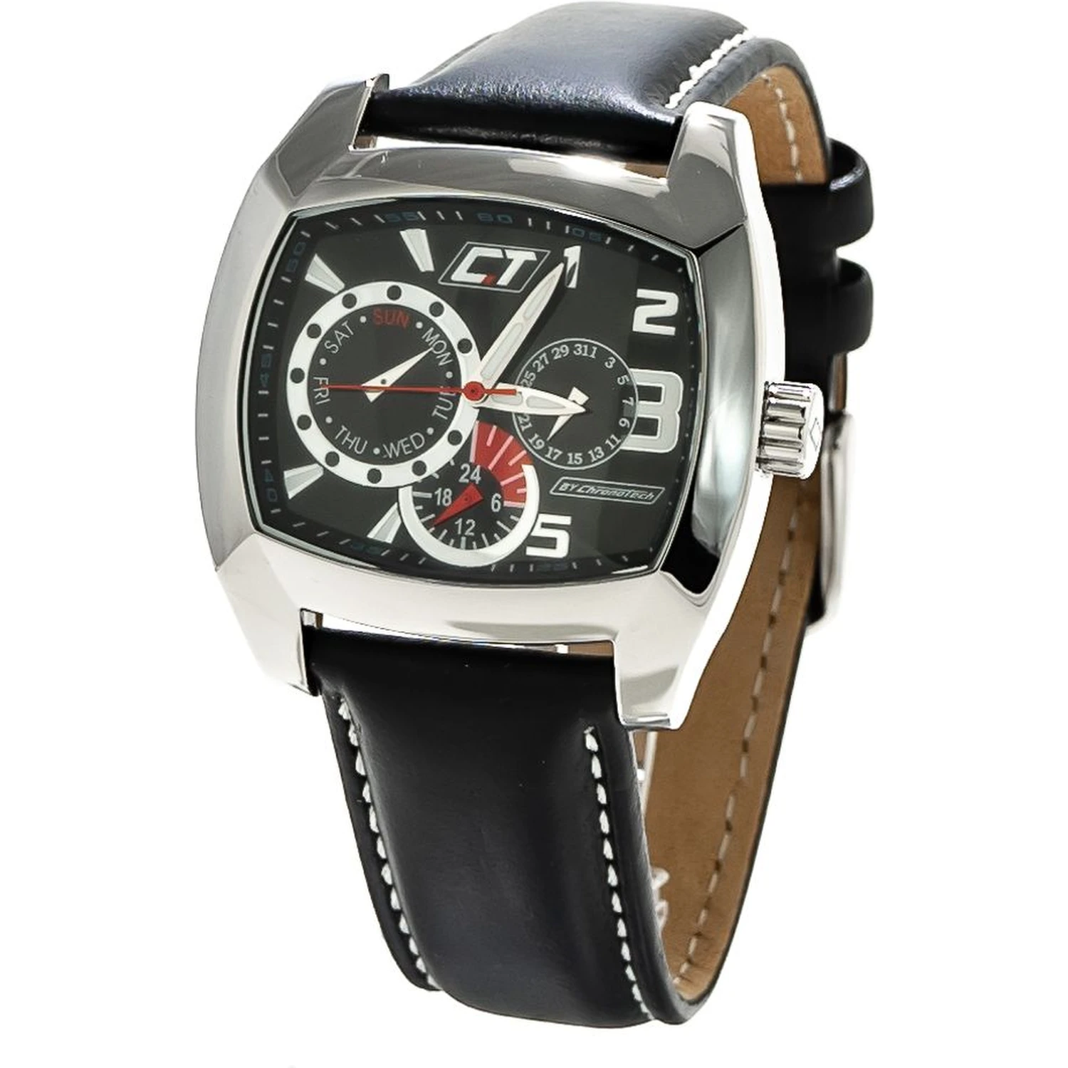 Black Leather Dress Watch