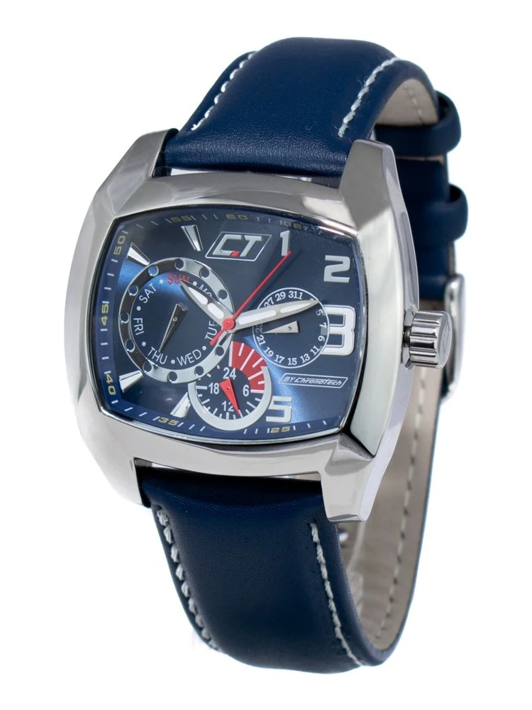 ساعة يد رسمية من الجلد الأزرق