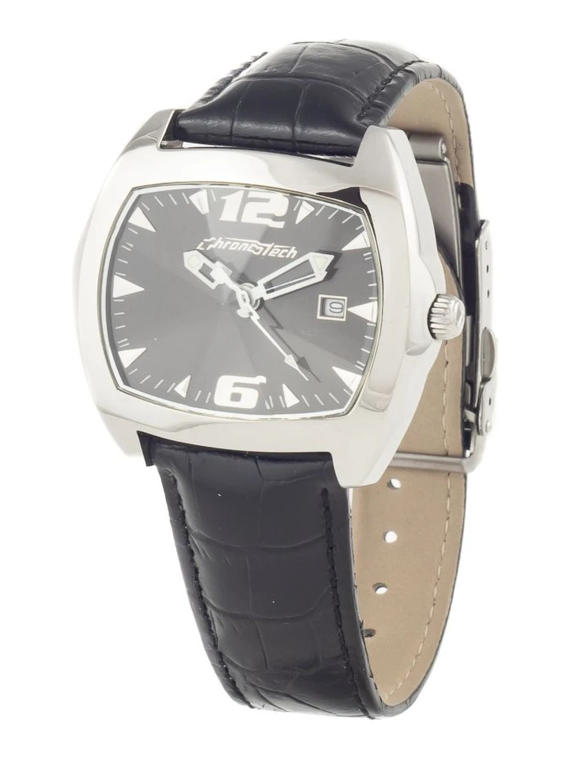 Black Leather Dress Watch