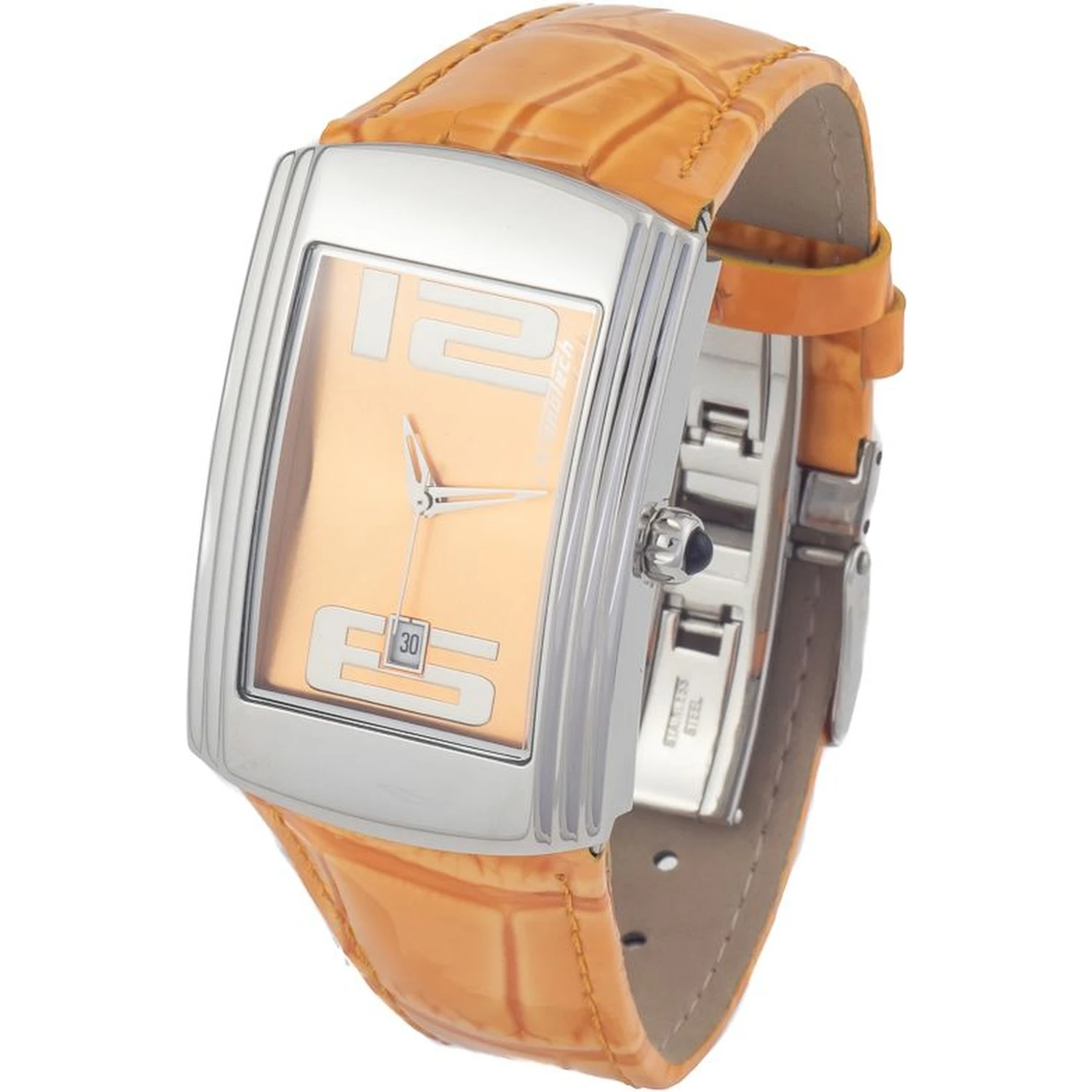 Orange Leather Dress Watch