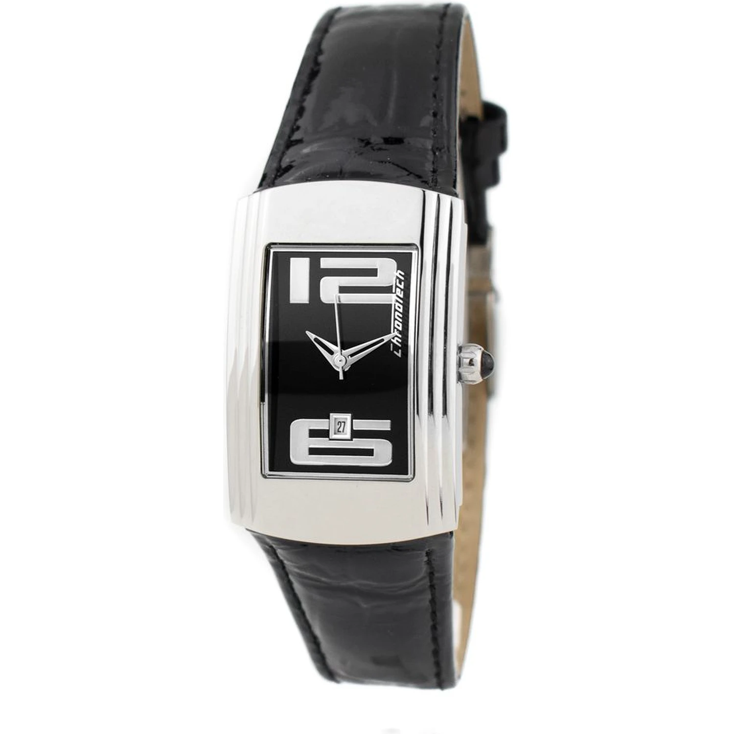 Black Leather Dress Watch