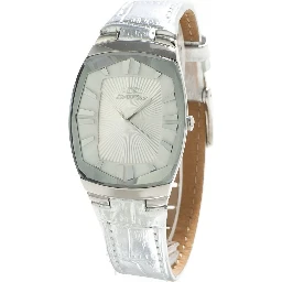 Silver Leather Dress Watch