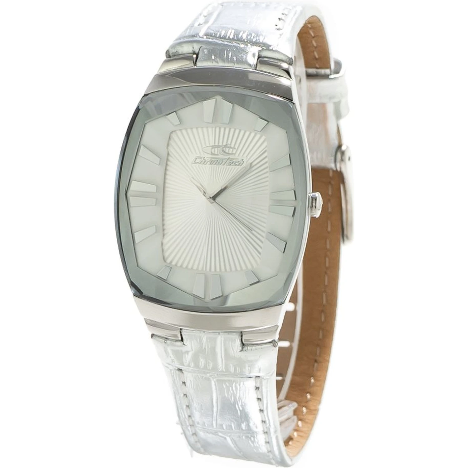 Silver Leather Dress Watch