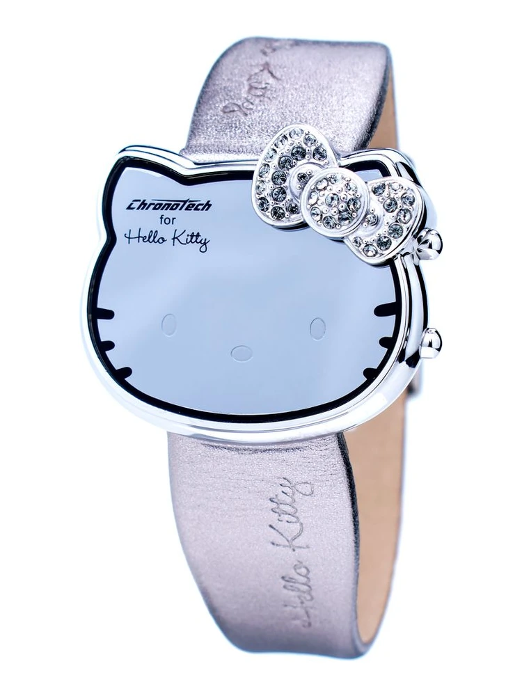 Silver Leather Digital Watch
