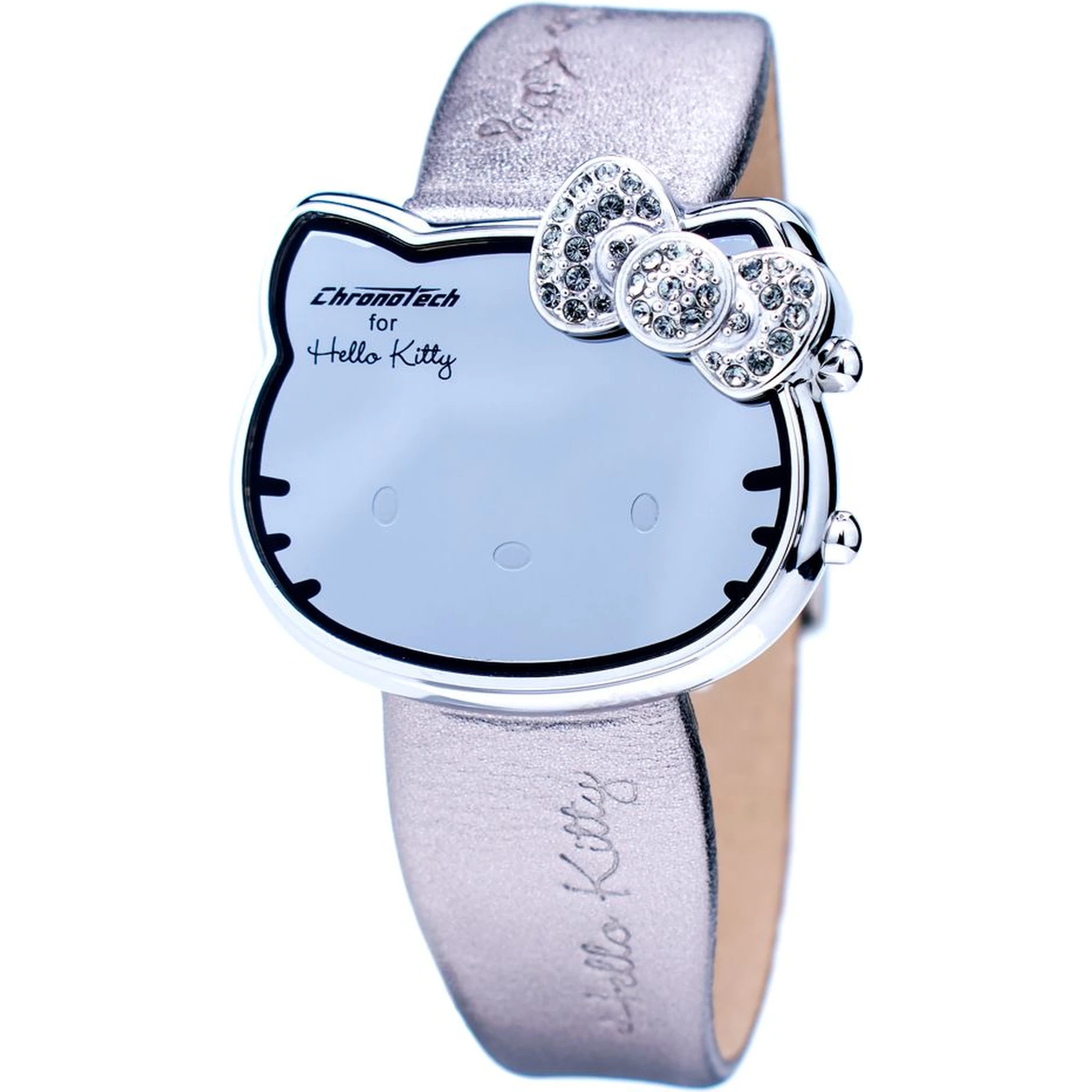 Silver Leather Digital Watch