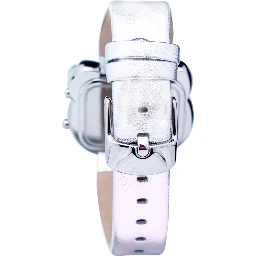 Silver Leather Digital Watch
