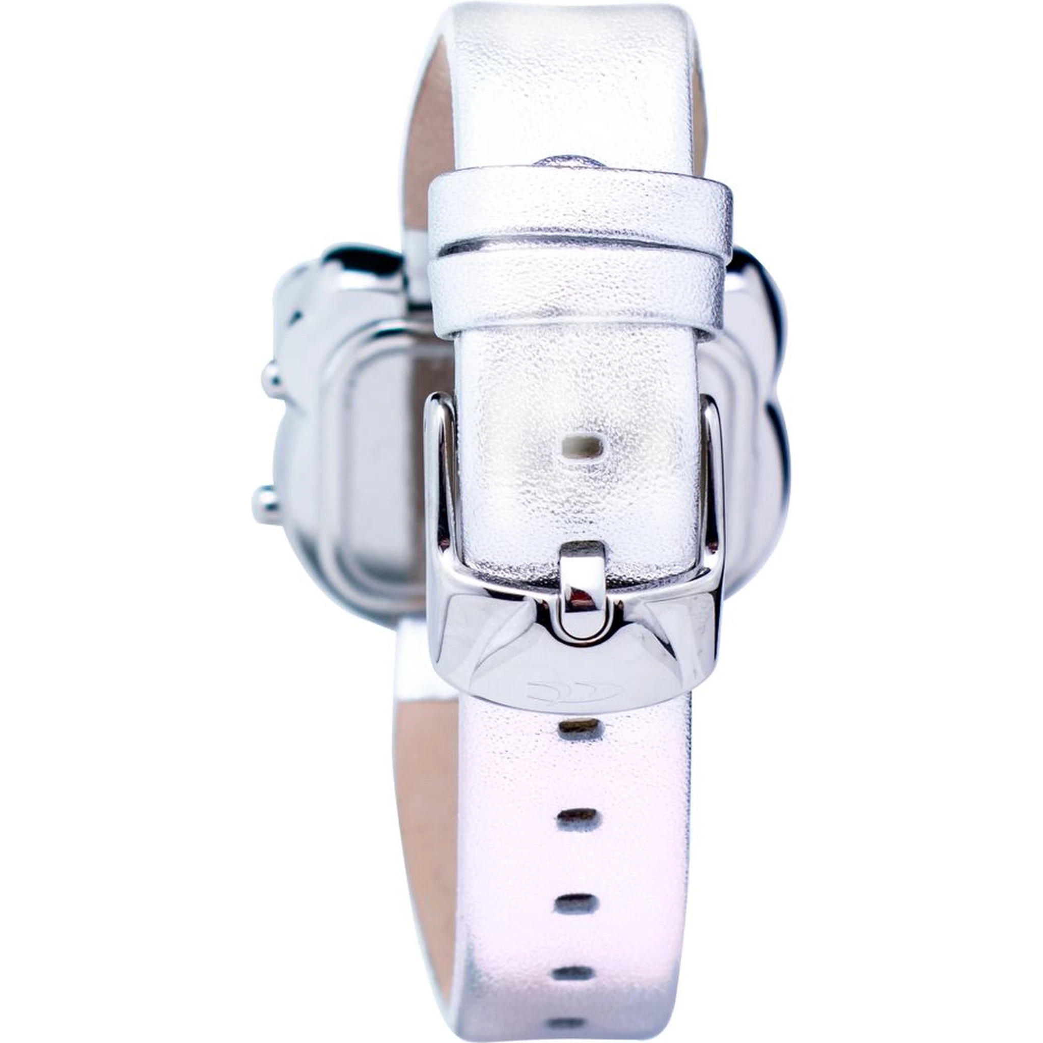 Silver Leather Digital Watch