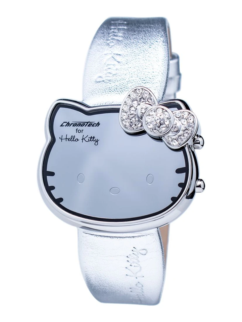 Silver Leather Digital Watch