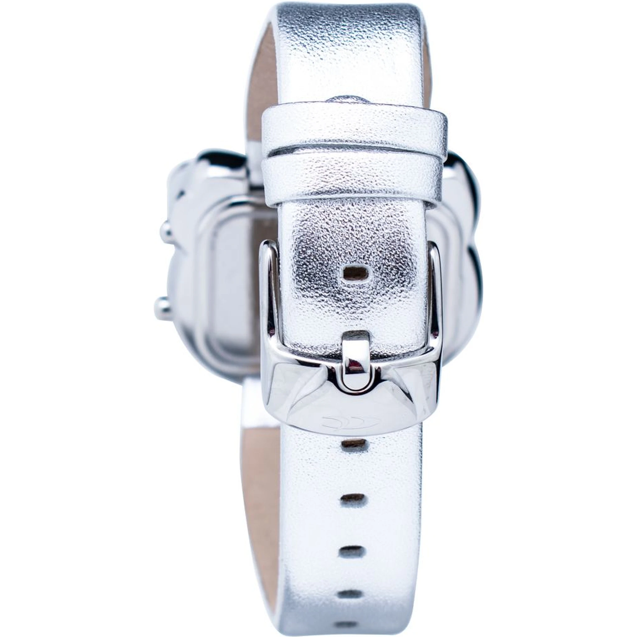 Silver Leather Digital Watch