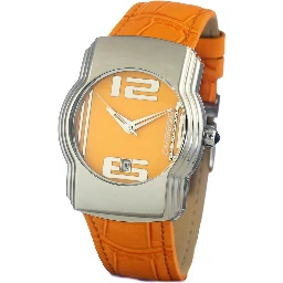 Orange Leather Dress Watch
