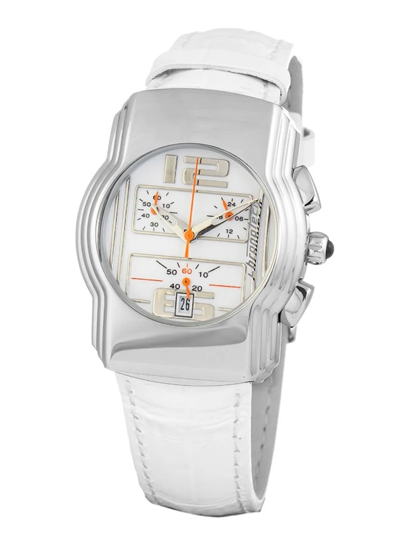 ساعة يد رسمية من الجلد الأبيض