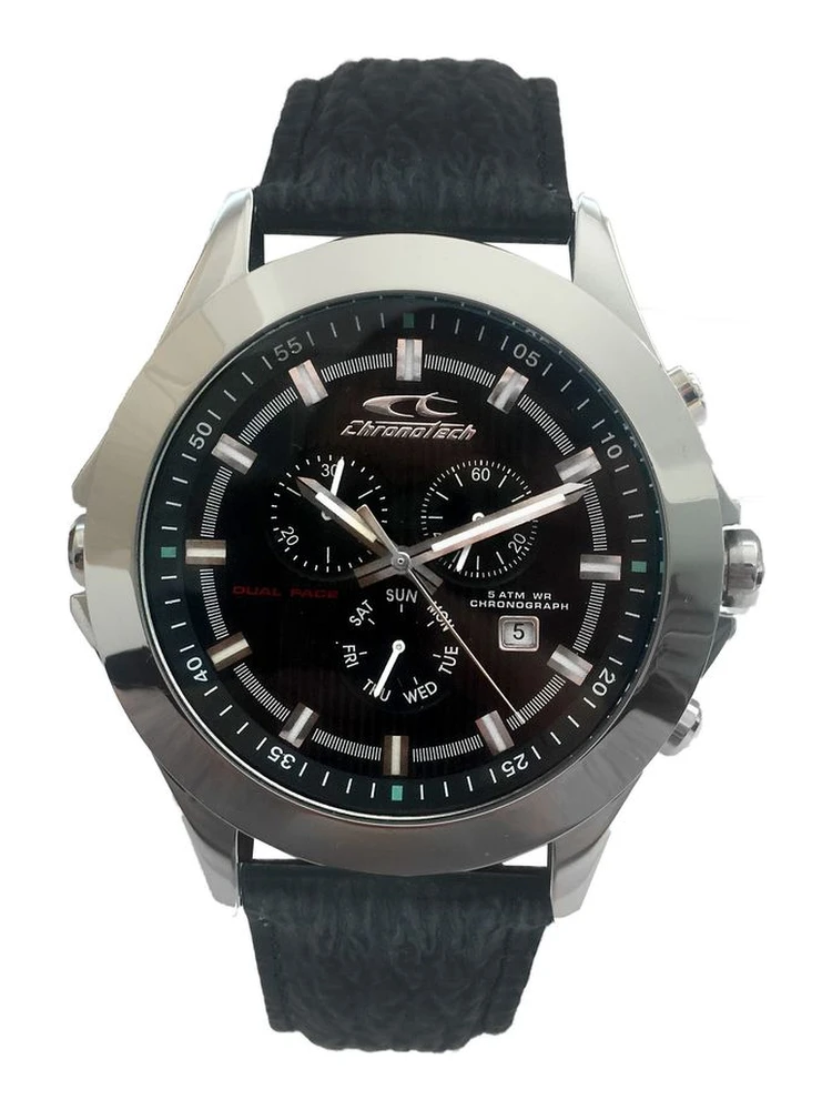 Black Leather Dress Watch