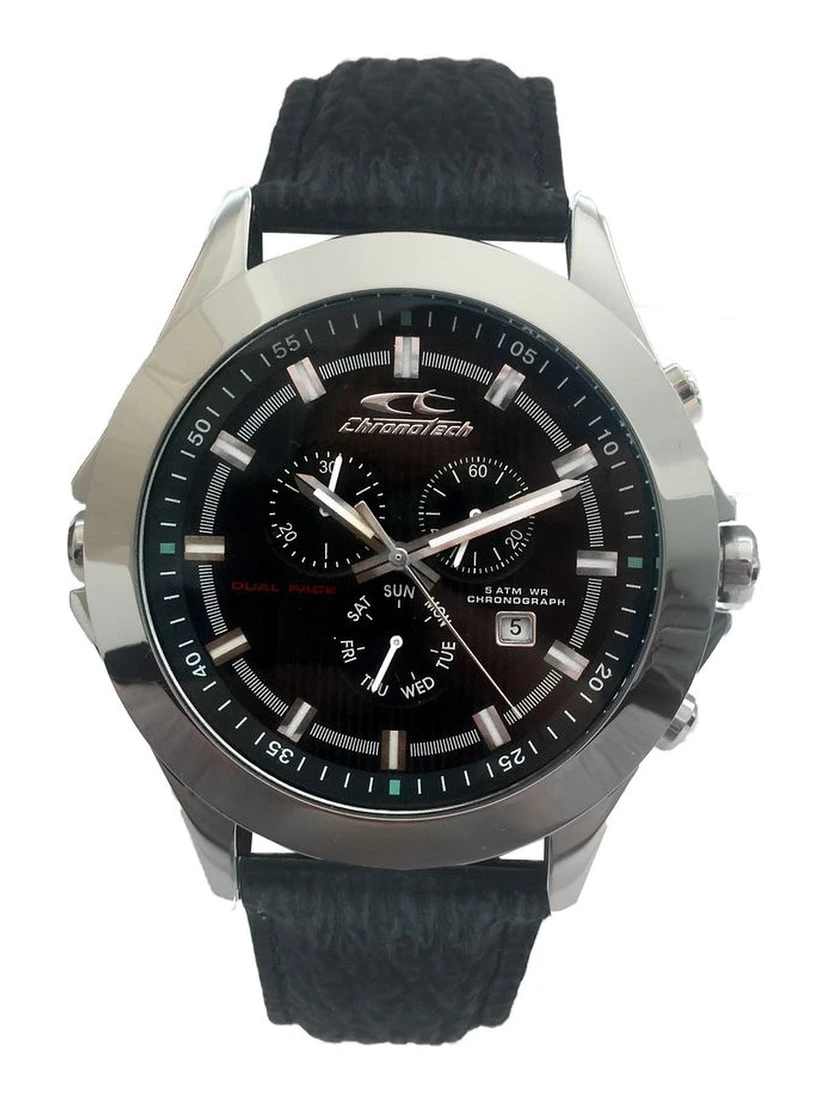 Black Leather Dress Watch