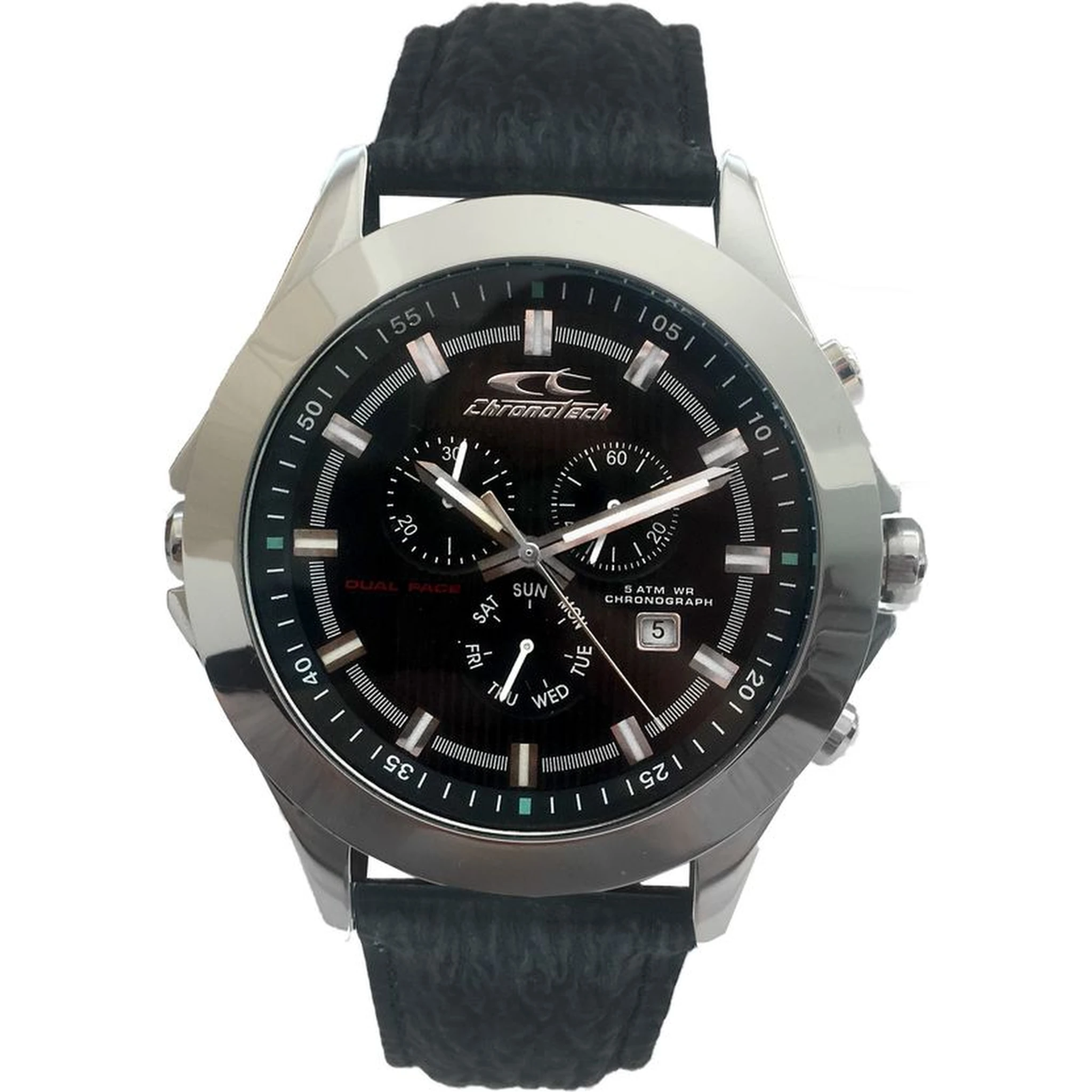 Black Leather Dress Watch