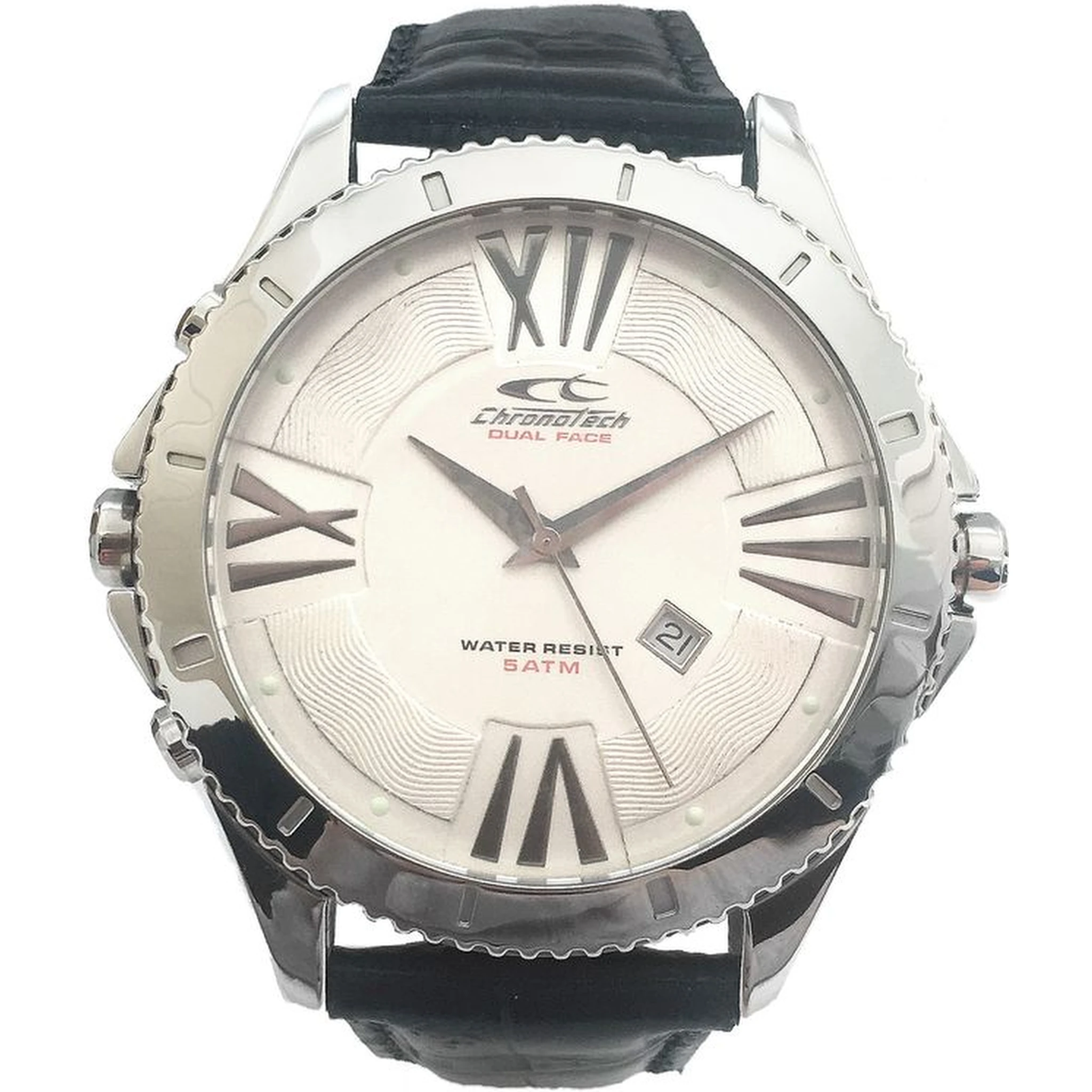 Black Leather Dress Watch