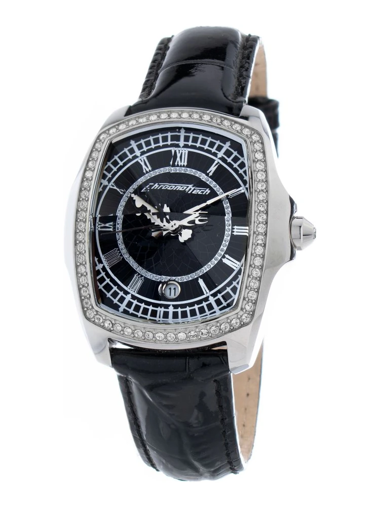 Black Leather Bracelet Watch