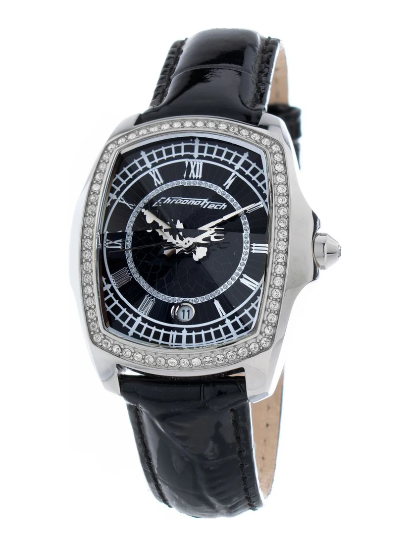 Black Leather Bracelet Watch
