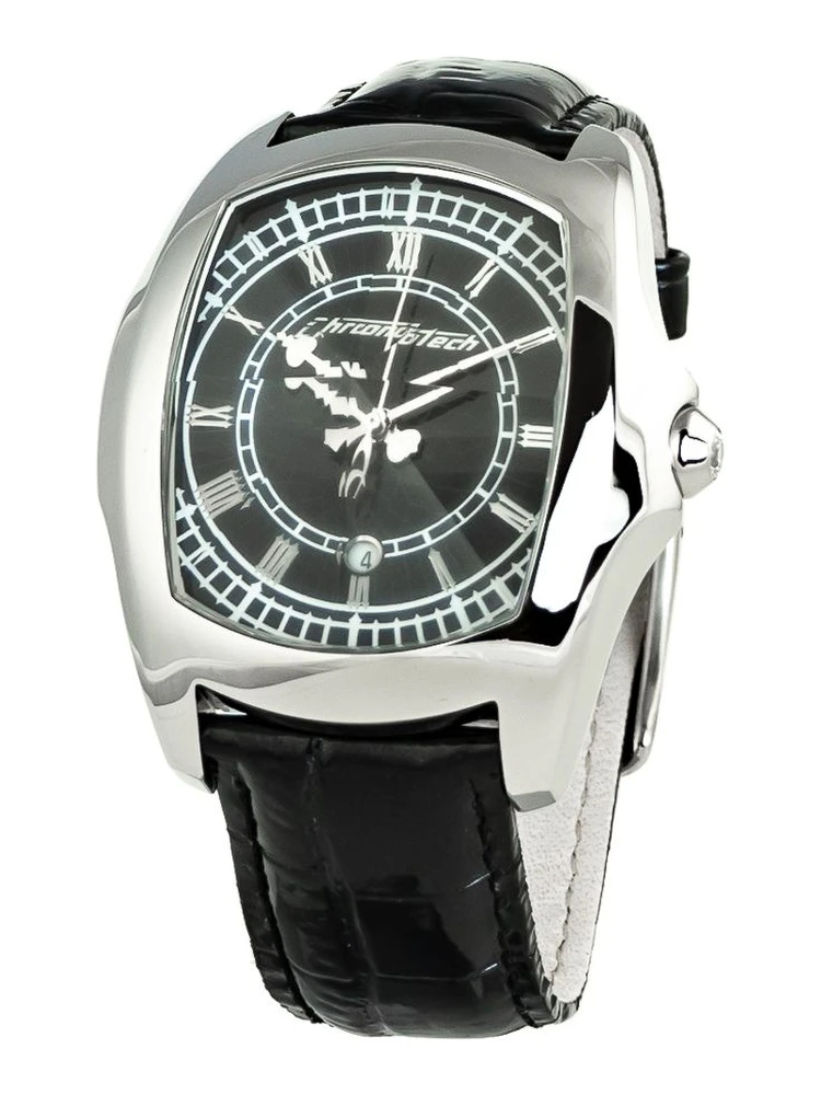 Black Leather Dress Watch