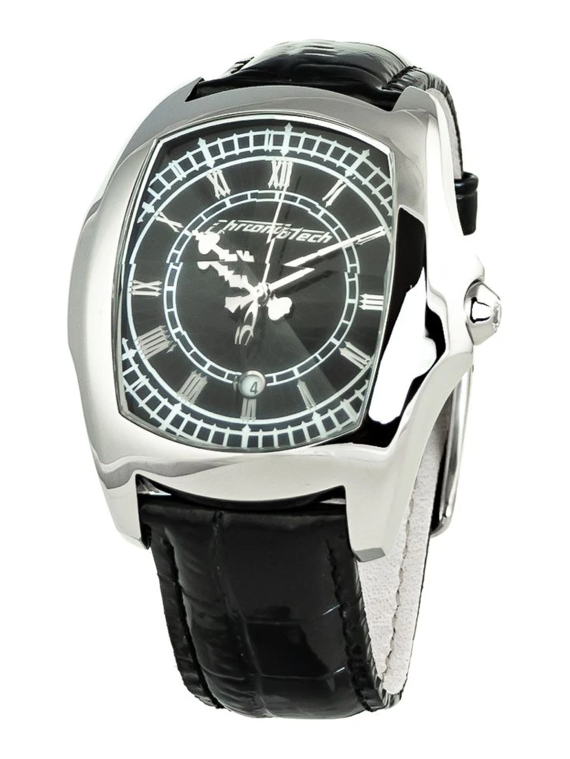 Black Leather Dress Watch