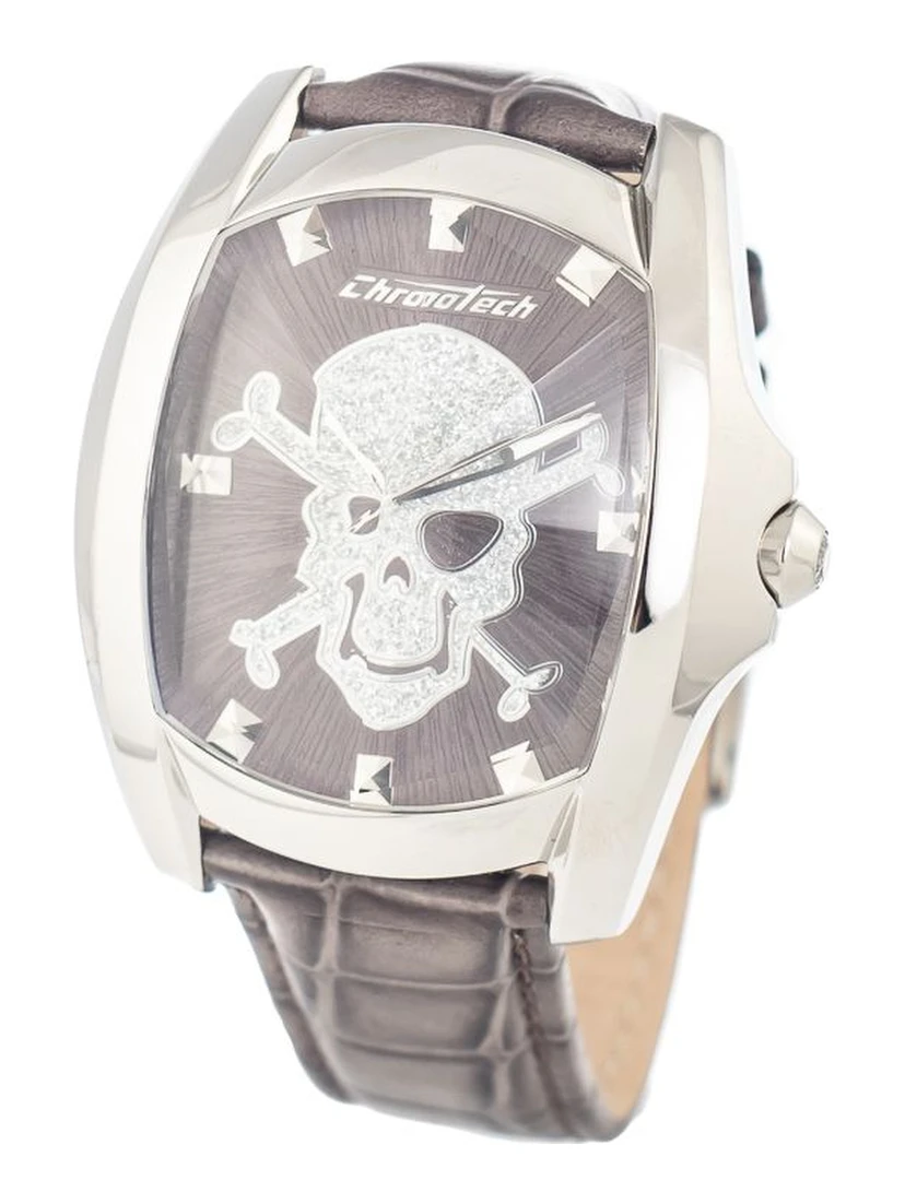 Gray Leather Dress Watch