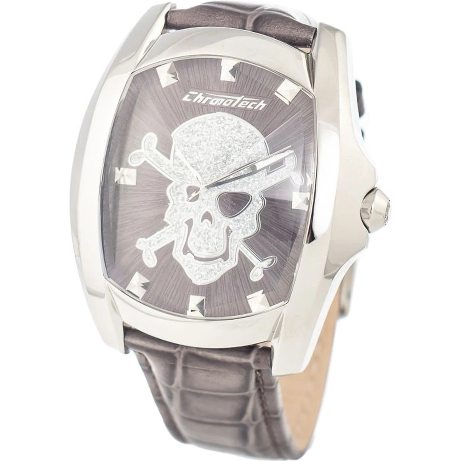 Gray Leather Dress Watch