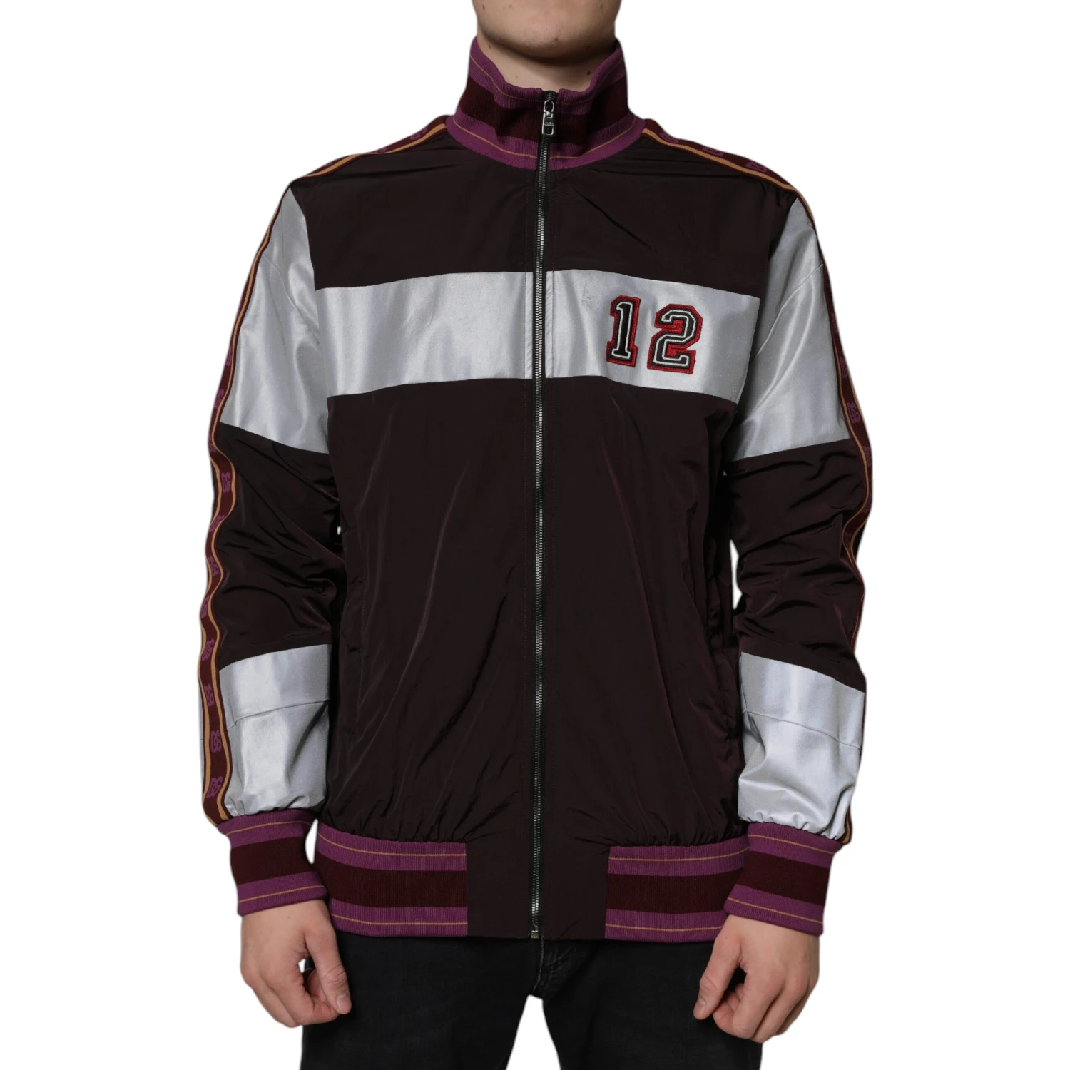 Multicolor Full Zip Jersey Men Bomber Jacket