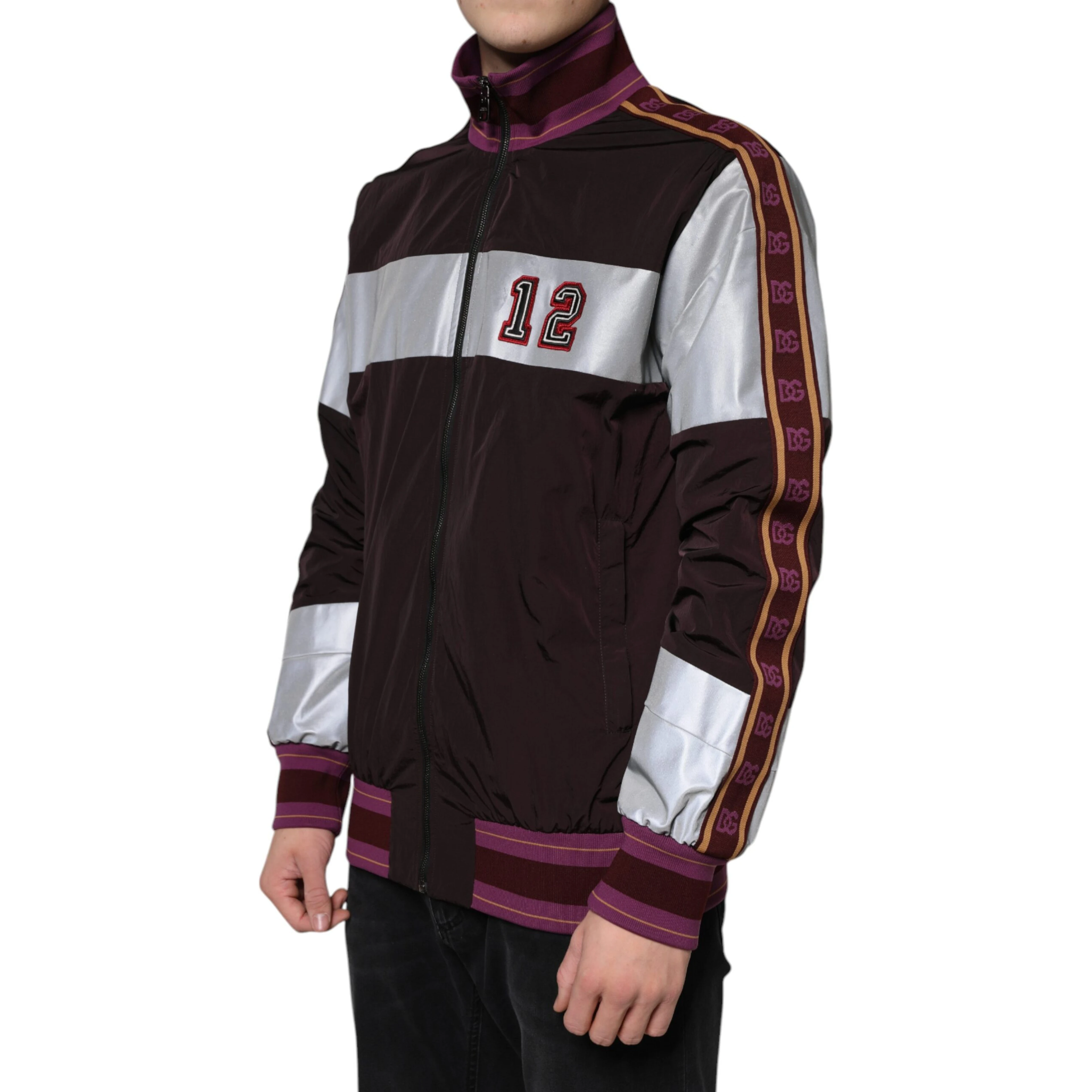 Multicolor Full Zip Jersey Men Bomber Jacket