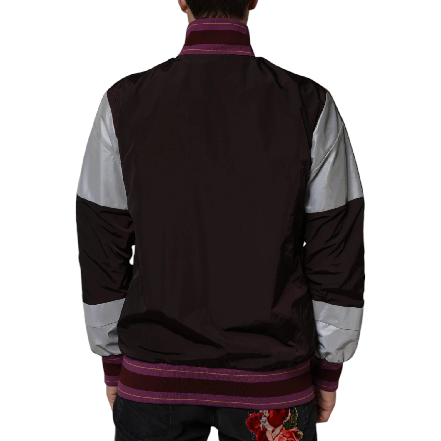 Multicolor Full Zip Jersey Men Bomber Jacket