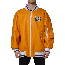 Orange White Full Zip Jersey Bomber Jacket
