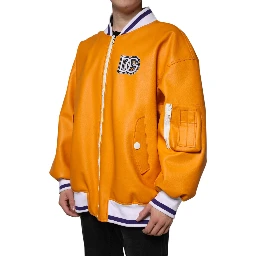 Orange White Full Zip Jersey Bomber Jacket