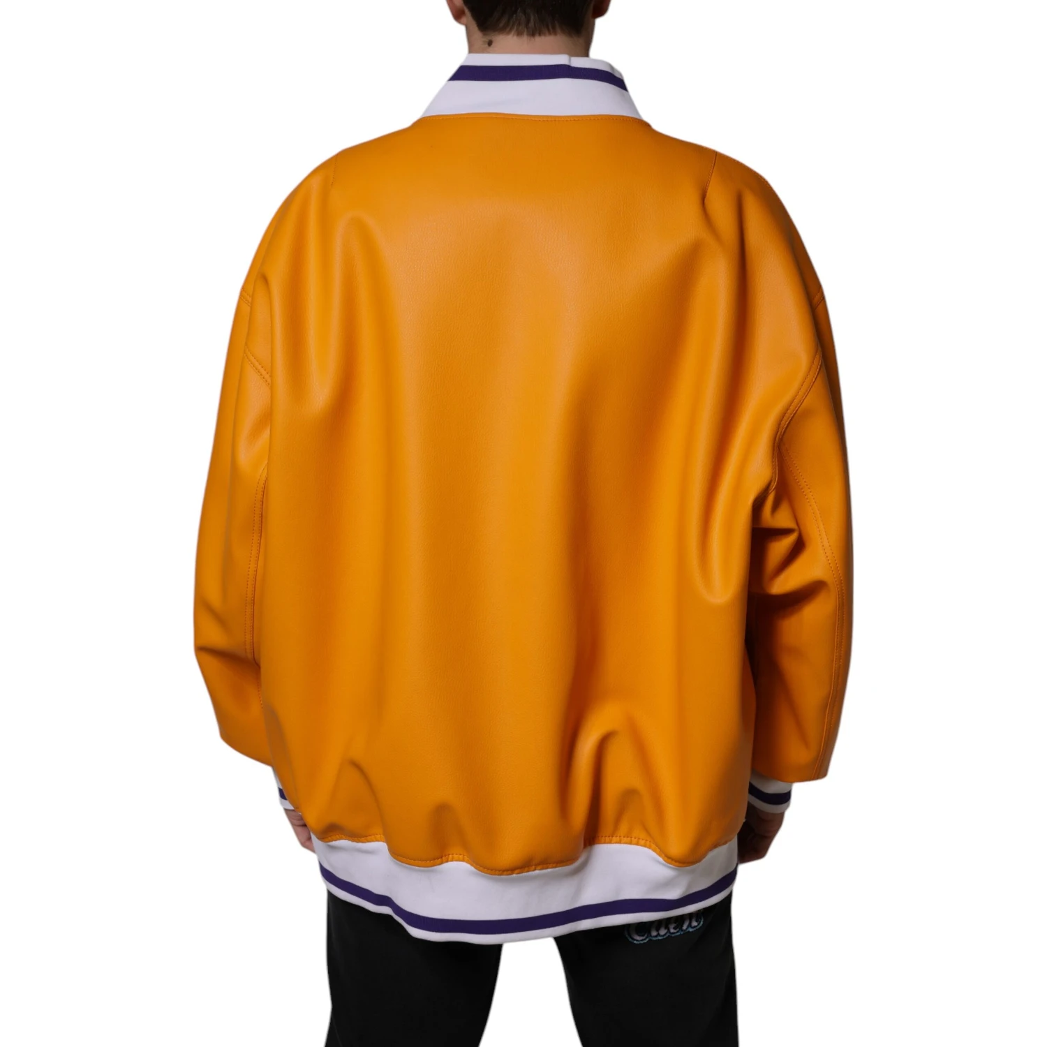 Orange White Full Zip Jersey Bomber Jacket