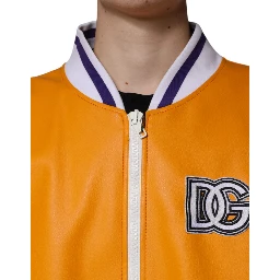 Orange White Full Zip Jersey Bomber Jacket