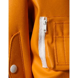 Orange White Full Zip Jersey Bomber Jacket