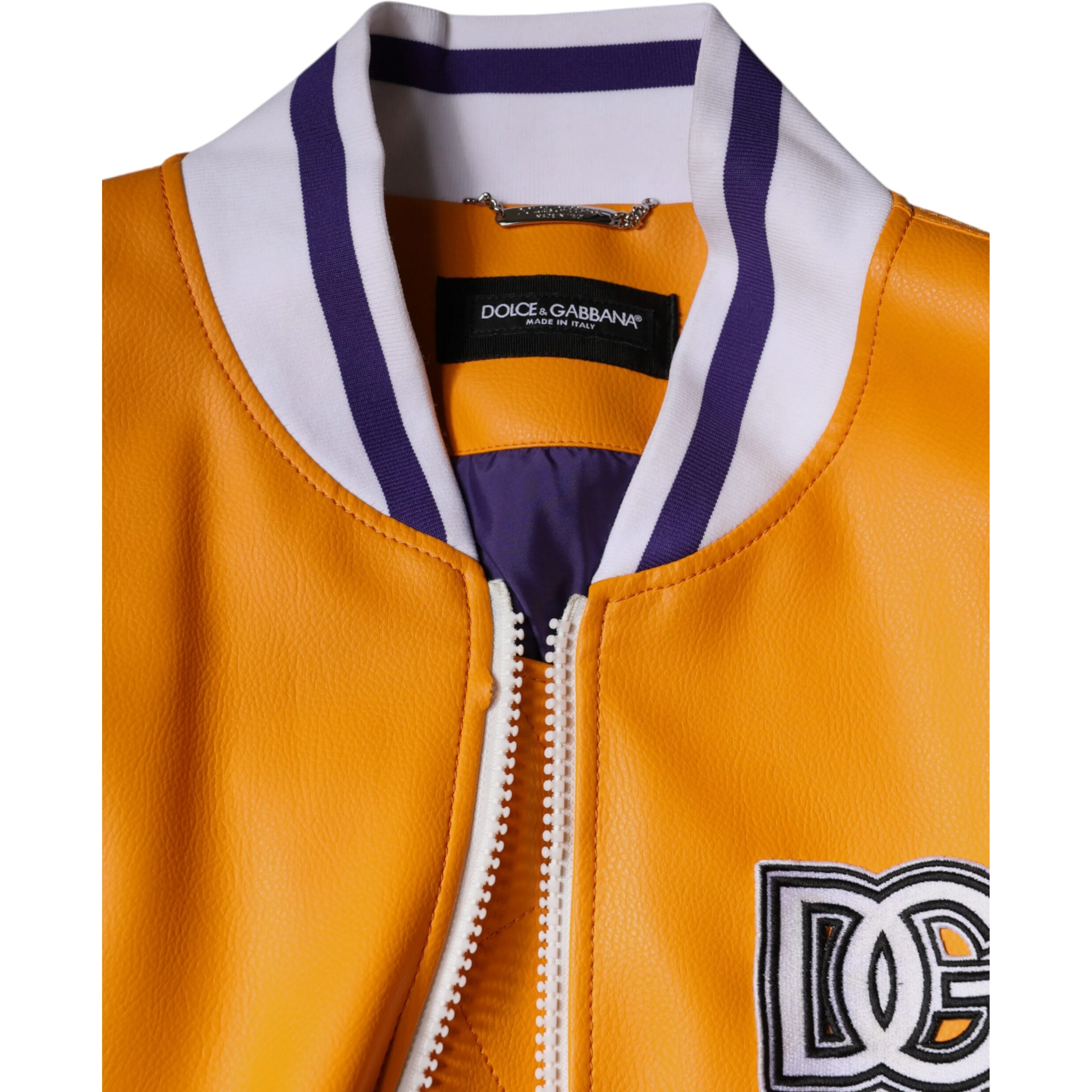 Orange White Full Zip Jersey Bomber Jacket