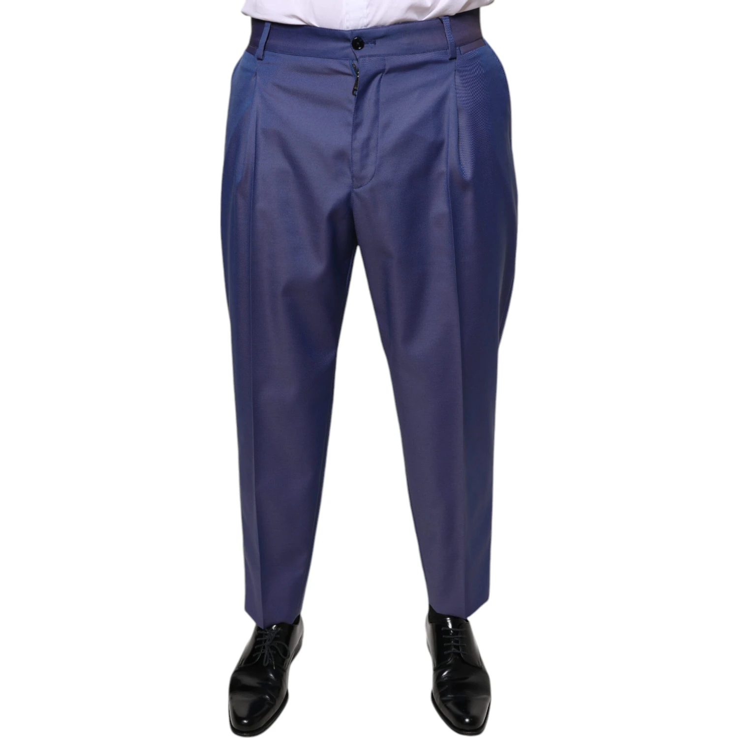 Blue Wool Tapered Formal Dress Pants