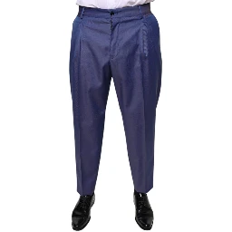 Blue Wool Tapered Formal Dress Pants