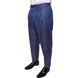 Blue Wool Tapered Formal Dress Pants