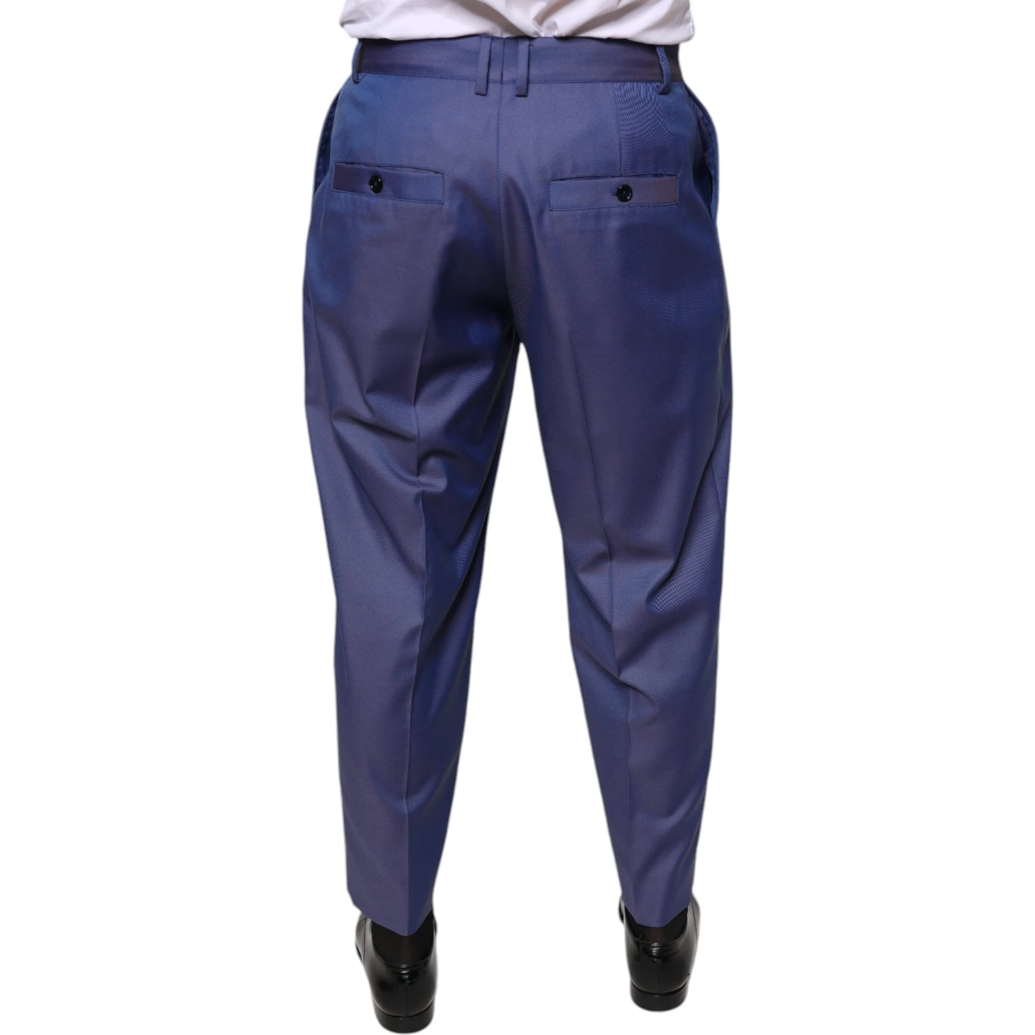 Blue Wool Tapered Formal Dress Pants