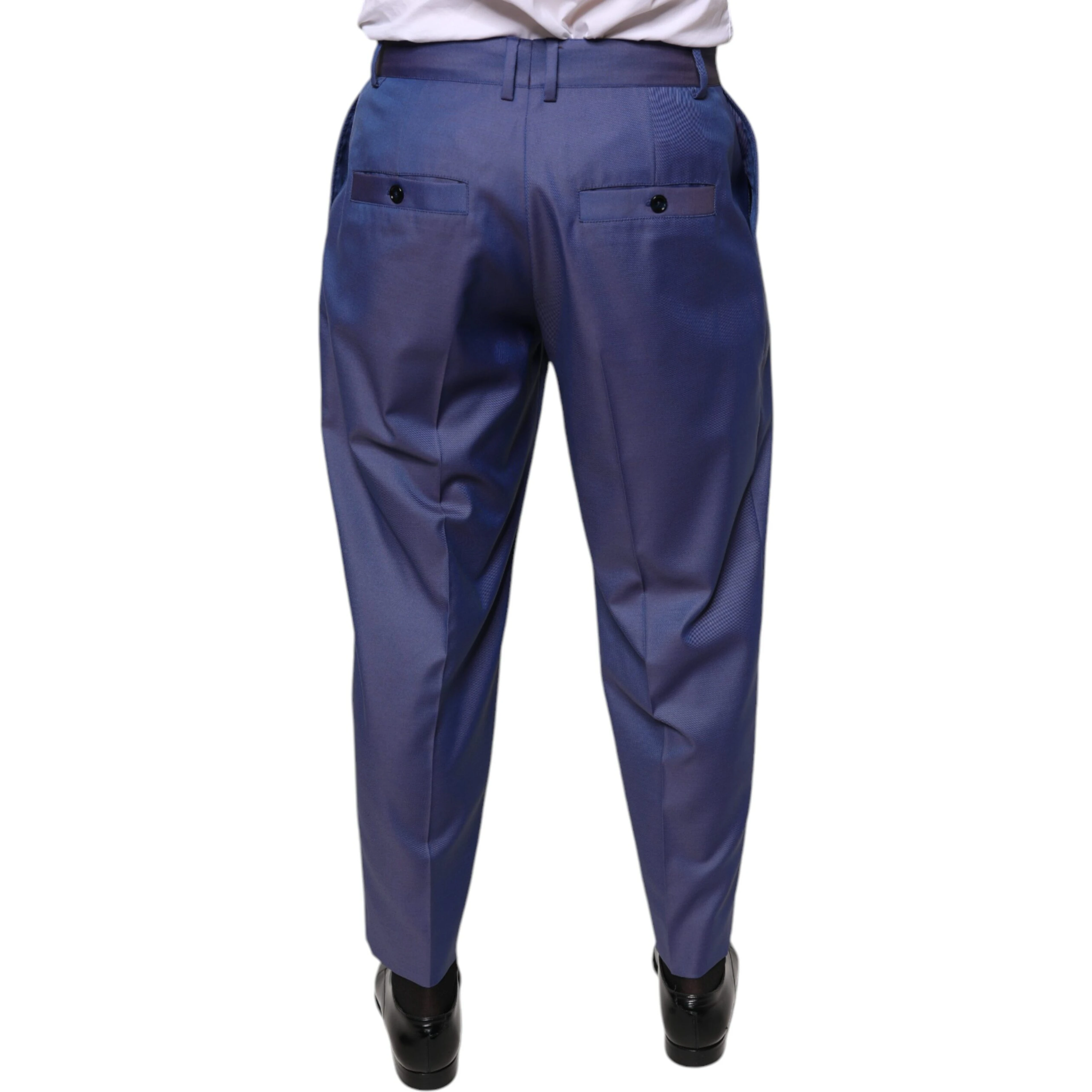 Blue Wool Tapered Formal Dress Pants