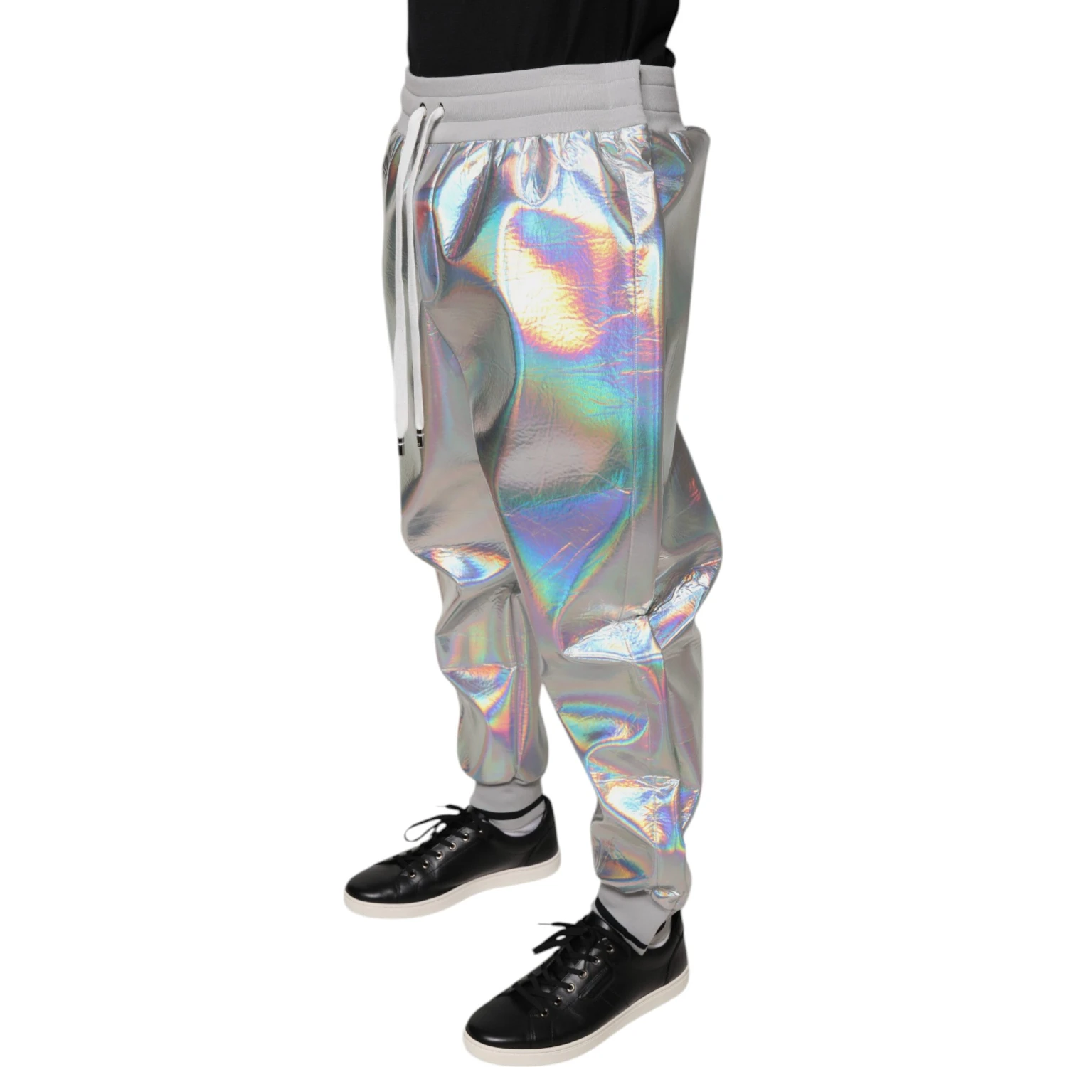 Silver Iridescent Men Jogger Sweatpants Pants