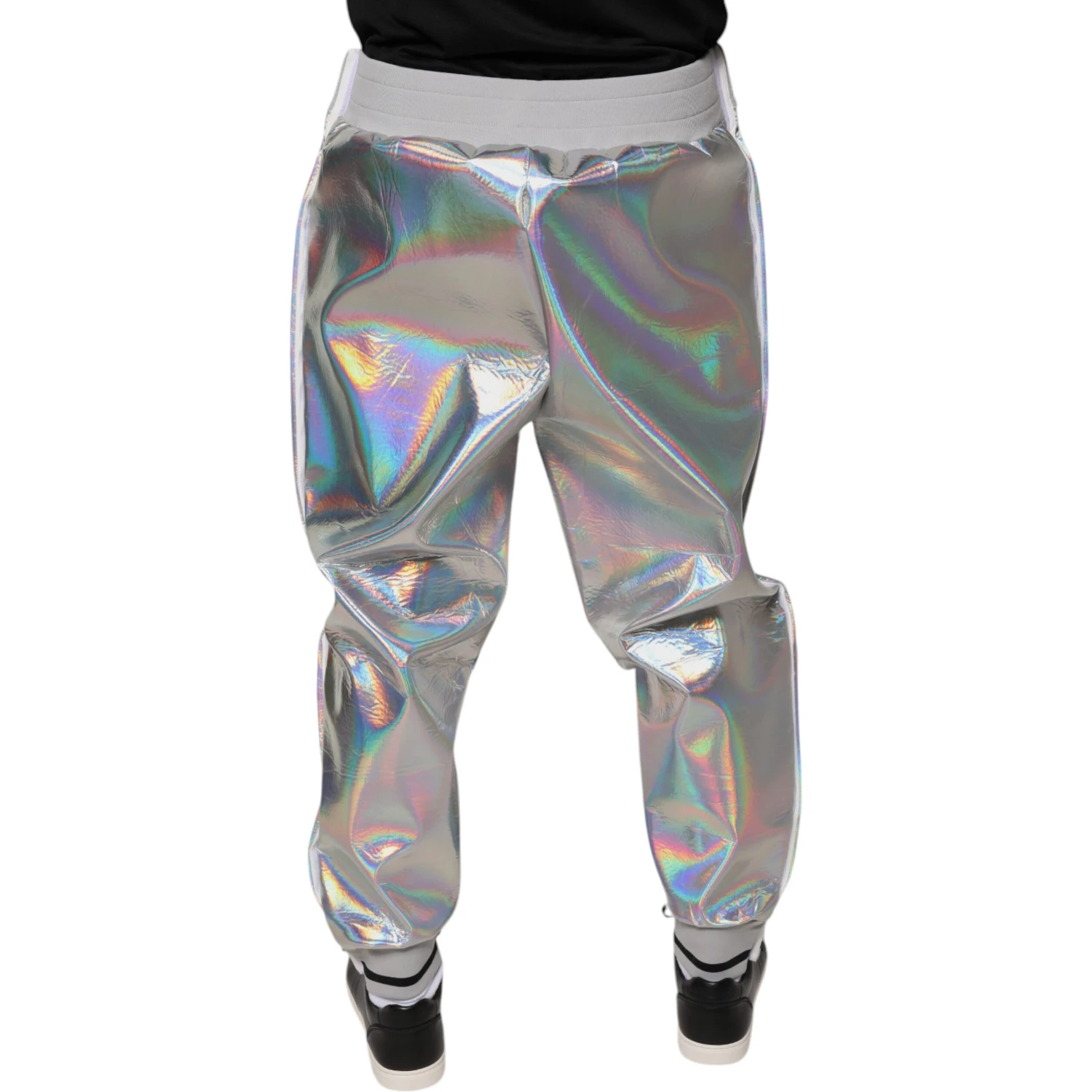 Silver Iridescent Men Jogger Sweatpants Pants