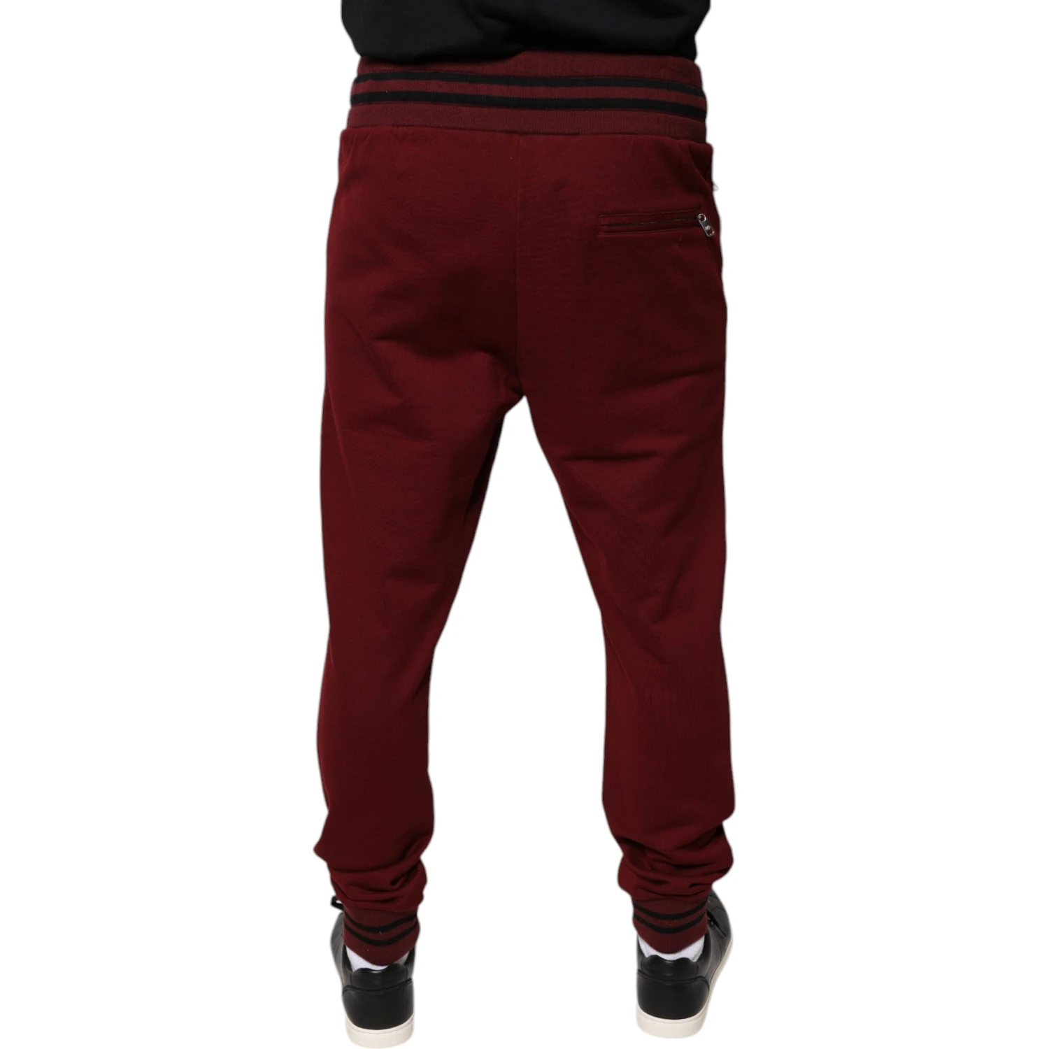 Dark Red Cotton Men Jogger Sweatpants Pants