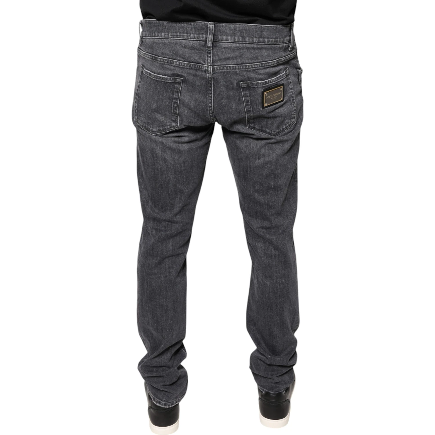 Dark Gray Tattered Cotton Skinny Denim Jeans