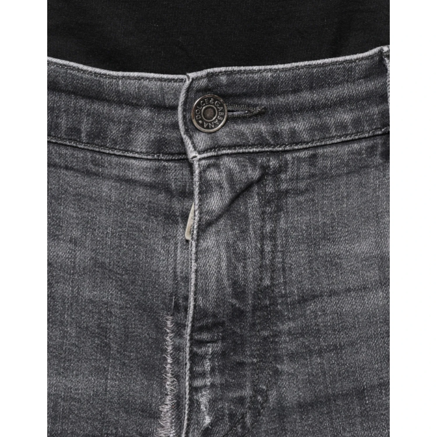 Dark Gray Tattered Cotton Skinny Denim Jeans