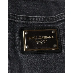 Dark Gray Tattered Cotton Skinny Denim Jeans