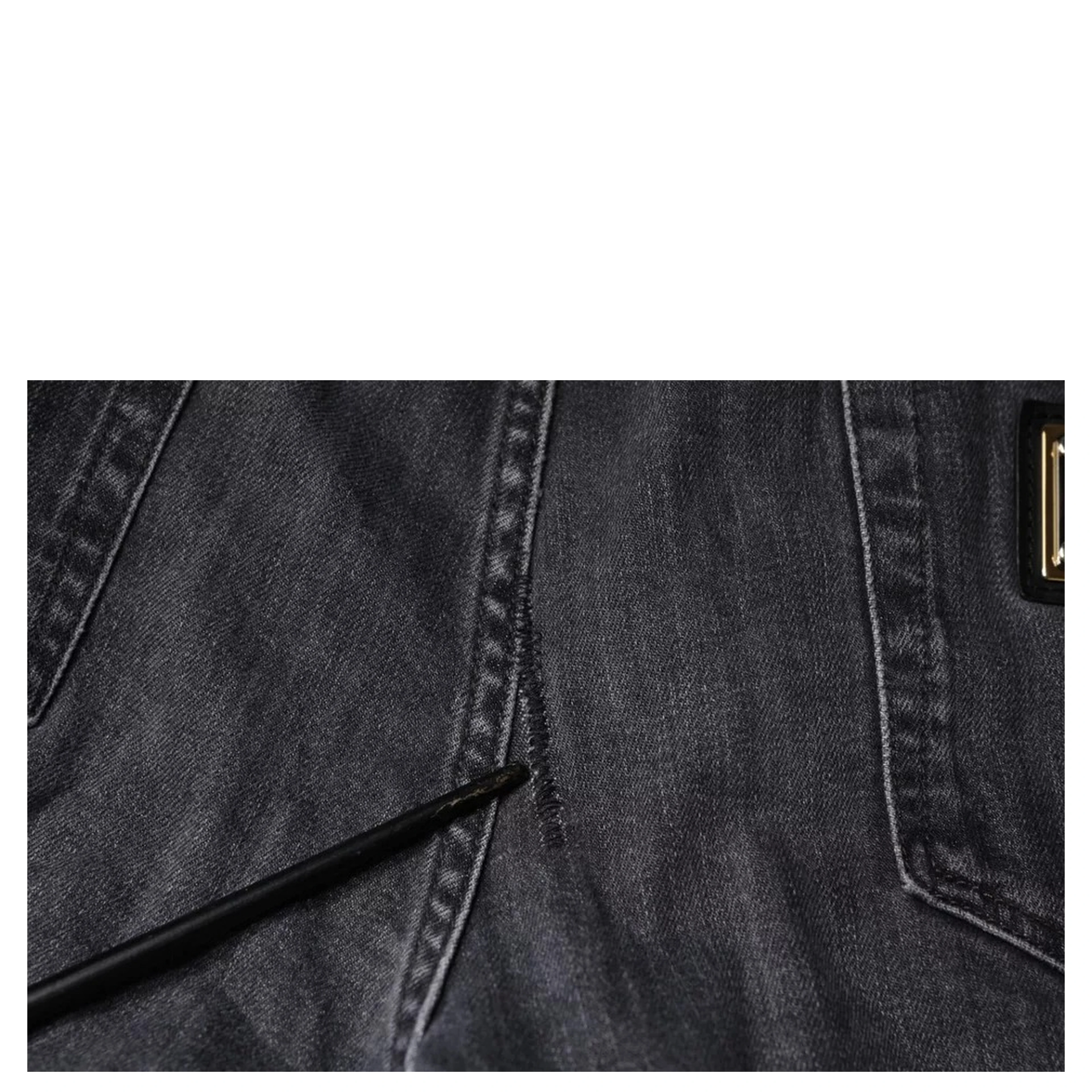 Dark Gray Tattered Cotton Skinny Denim Jeans