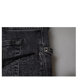 Dark Gray Tattered Cotton Skinny Denim Jeans